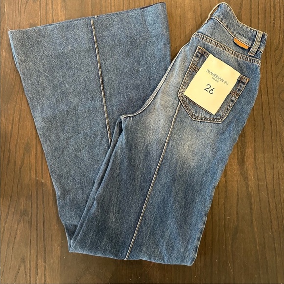 Zimmermann Wide Leg Denim Casual Jeans Blue Stripe Size 26 - Picture 3 of 7
